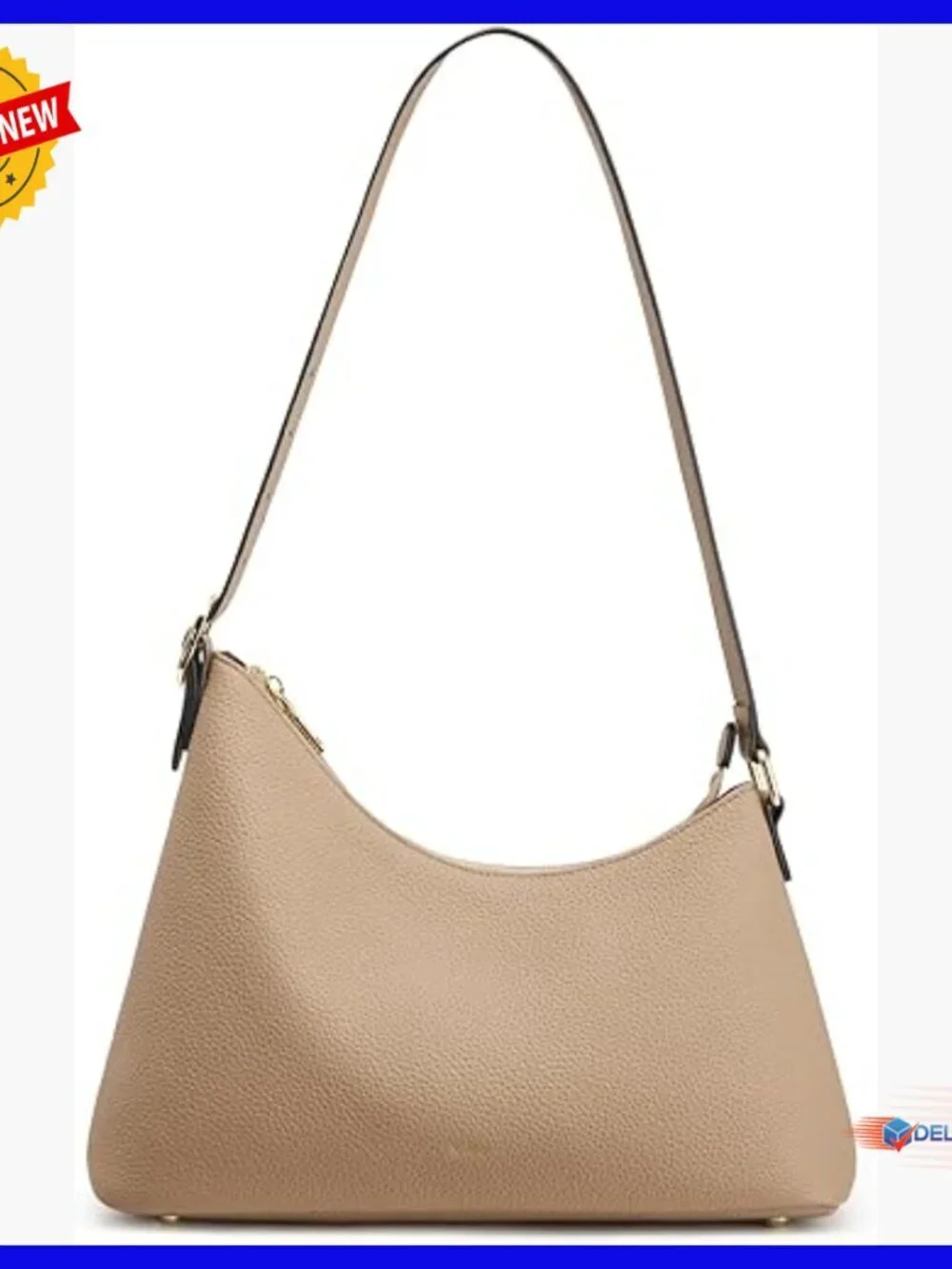 Leather Hobo Shoulder Bag with Card Pockets, Adjustable Strap, Tote